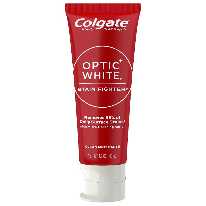 slide 13 of 15, Colgate Optic White Stain Fighter Teeth Whitening Toothpaste - Clean Mint - 4.2oz, 4.2 oz