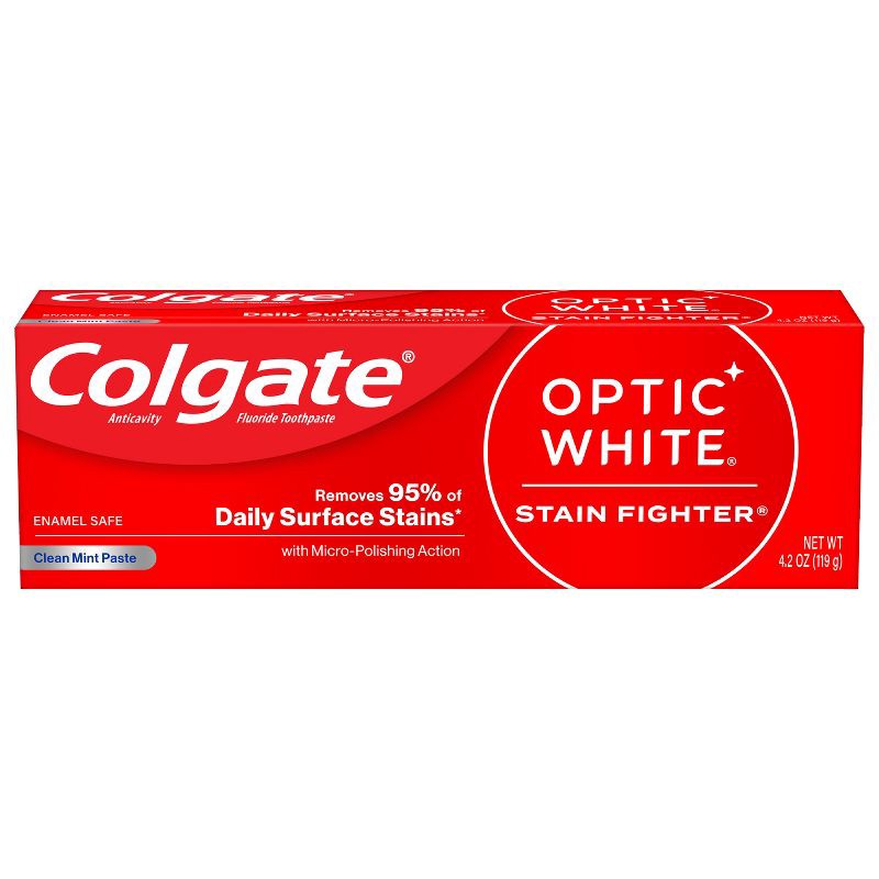 slide 11 of 15, Colgate Optic White Stain Fighter Teeth Whitening Toothpaste - Clean Mint - 4.2oz, 4.2 oz