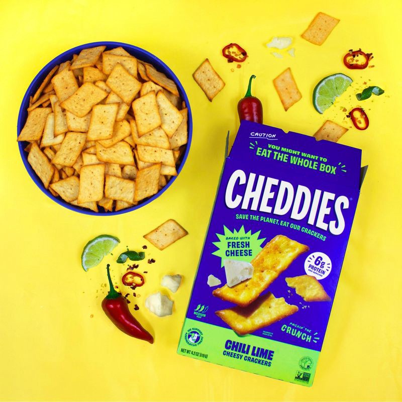 slide 3 of 4, Cheddies Chili Lime Cracker - 4.2oz Box, 4.2 oz