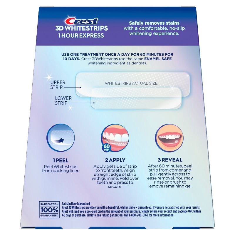 slide 2 of 11, Crest 3D Whitestrips 1-Hour Express At-home Teeth Whitening Kit - 10 Treatments, 1 ct