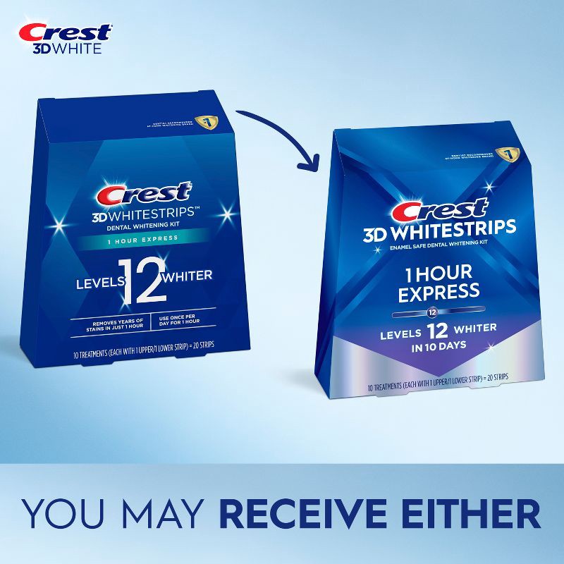 slide 3 of 11, Crest 3D Whitestrips 1-Hour Express At-home Teeth Whitening Kit - 10 Treatments, 1 ct