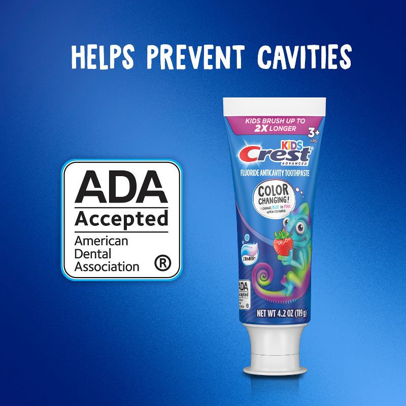 slide 5 of 16, Crest Kids' Advanced Color Changing Toothpaste - Strawberry - 4.2oz, 4.2 oz