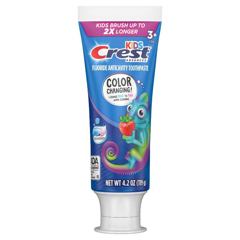 slide 1 of 16, Crest Kids' Advanced Color Changing Toothpaste - Strawberry - 4.2oz, 4.2 oz