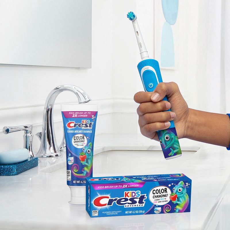 slide 9 of 16, Crest Kids' Advanced Color Changing Toothpaste - Strawberry - 4.2oz, 4.2 oz