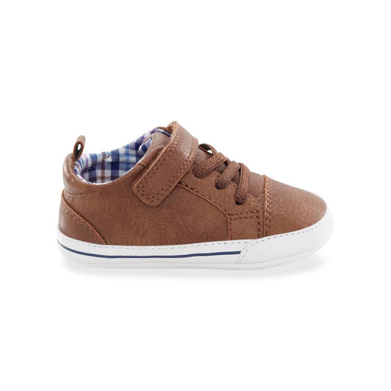 slide 2 of 8, Carter's Just One You®️ Baby Boys' Pre Walker Sneakers - Brown 6-12M: Infant Shoes, Hook and Loop Closure, Elastic Laces, 1 ct