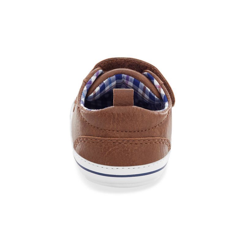 slide 3 of 8, Carter's Just One You®️ Baby Boys' Pre Walker Sneakers - Brown 6-12M: Infant Shoes, Hook and Loop Closure, Elastic Laces, 1 ct