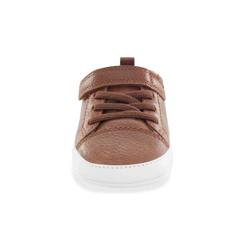 slide 4 of 8, Carter's Just One You®️ Baby Boys' Pre Walker Sneakers - Brown 12-18M: Hook & Loop, Elastic Laces, 1 ct