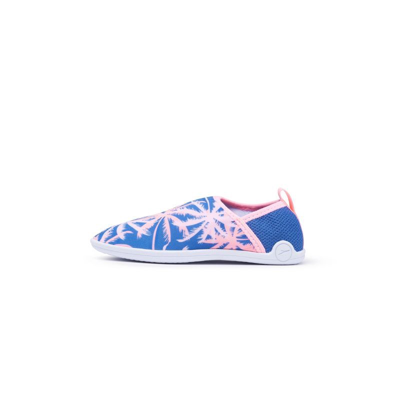 slide 2 of 5, Speedo Junior Girls' Bootie Water Shoe - Blue/Pink Palm L, 1 ct