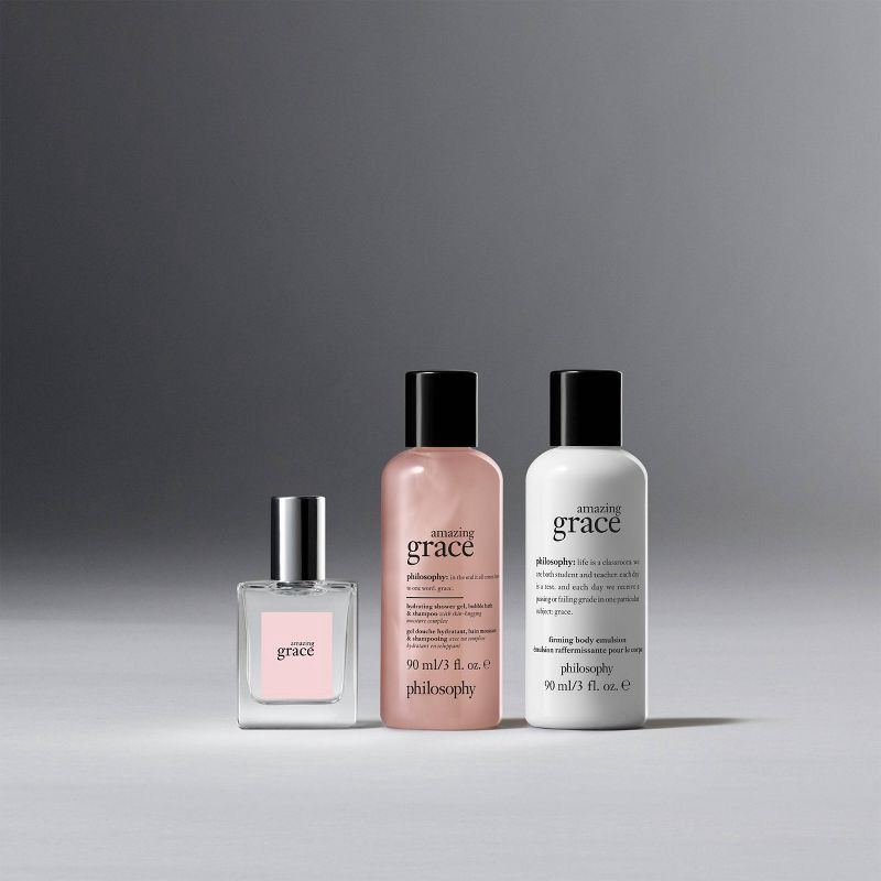slide 2 of 8, philosophy Amazing Grace Eau de Toilette Mini Gift Set - 0.5 fl oz + 3 fl oz + 3 fl oz/3pc -Ulta Beauty, 0.5 fl oz, 3 fl oz, 3 fl oz, 3 ct