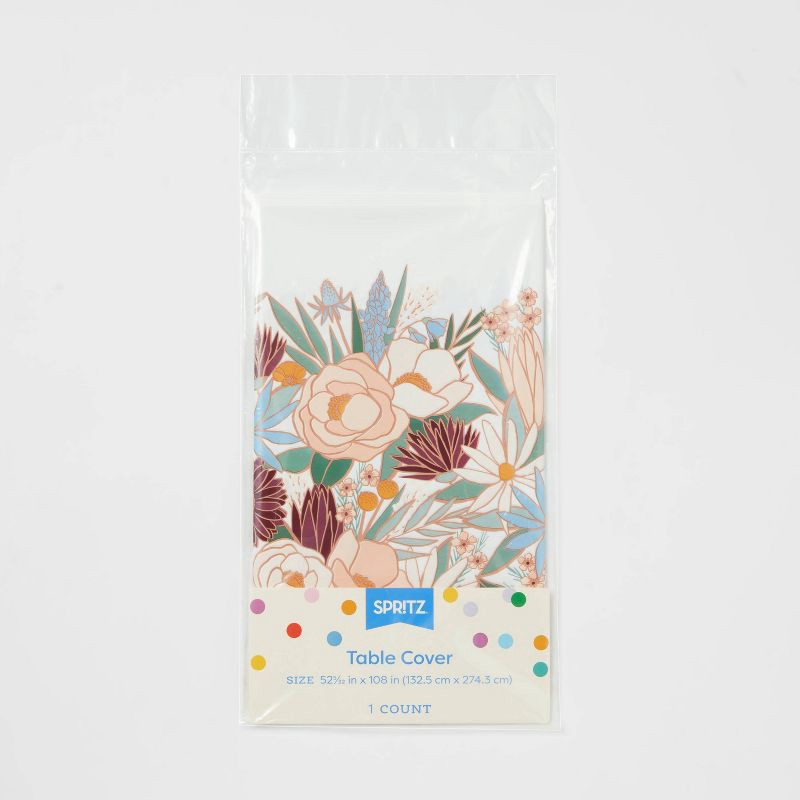 slide 3 of 3, Rose Gold Floral Border Printed Table Cover 1ct - Spritz™, 1 ct