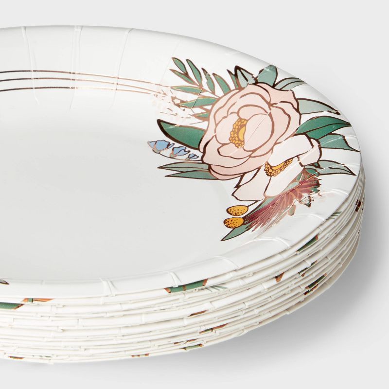 slide 3 of 3, Rose Gold Floral Snack Plate 20ct - Spritz™, 20 ct
