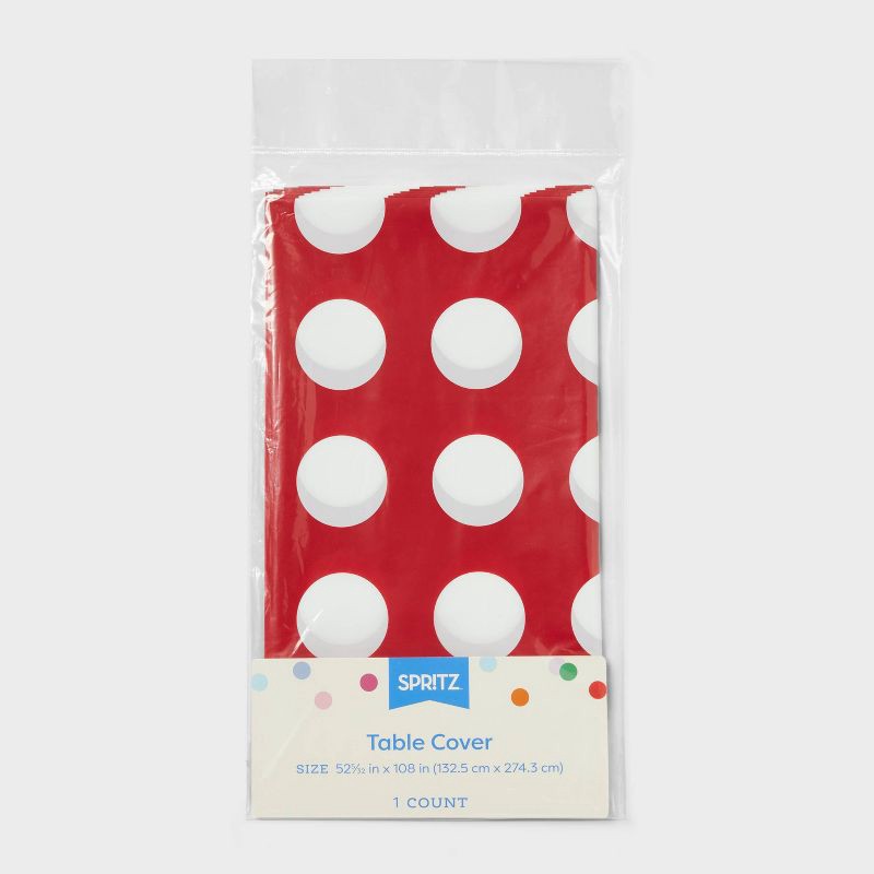 slide 3 of 3, Target Red and White Dot Table Cover - Spritz™, 1 ct