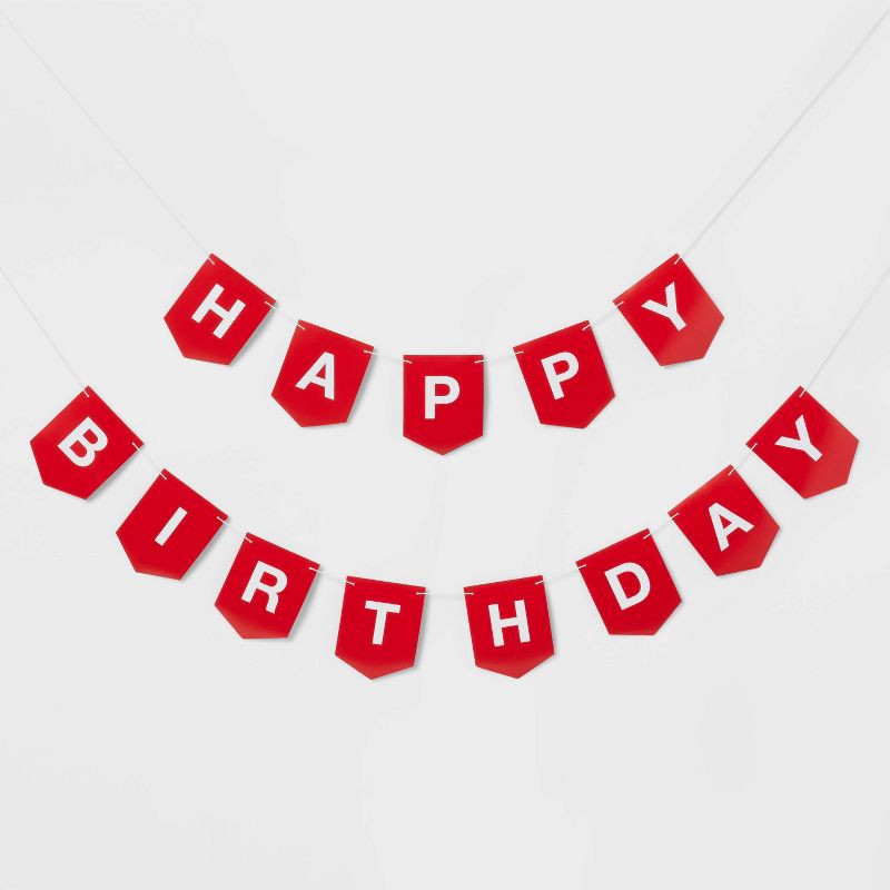 slide 1 of 4, Red "Happy Birthday" Banner - Spritz™, 1 ct