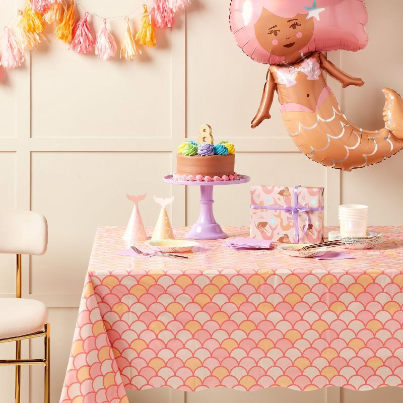 slide 2 of 3, Mermaid Scales Printed Table Cover 1ct - Spritz™, 1 ct