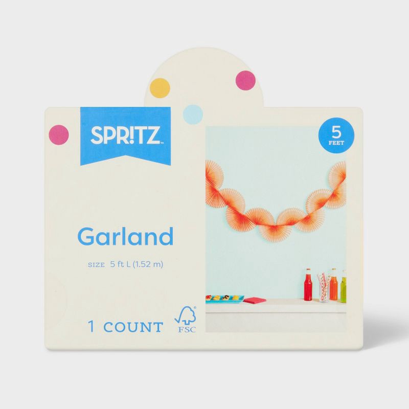 slide 4 of 4, Orange Fan Garland - Spritz™, 1 ct