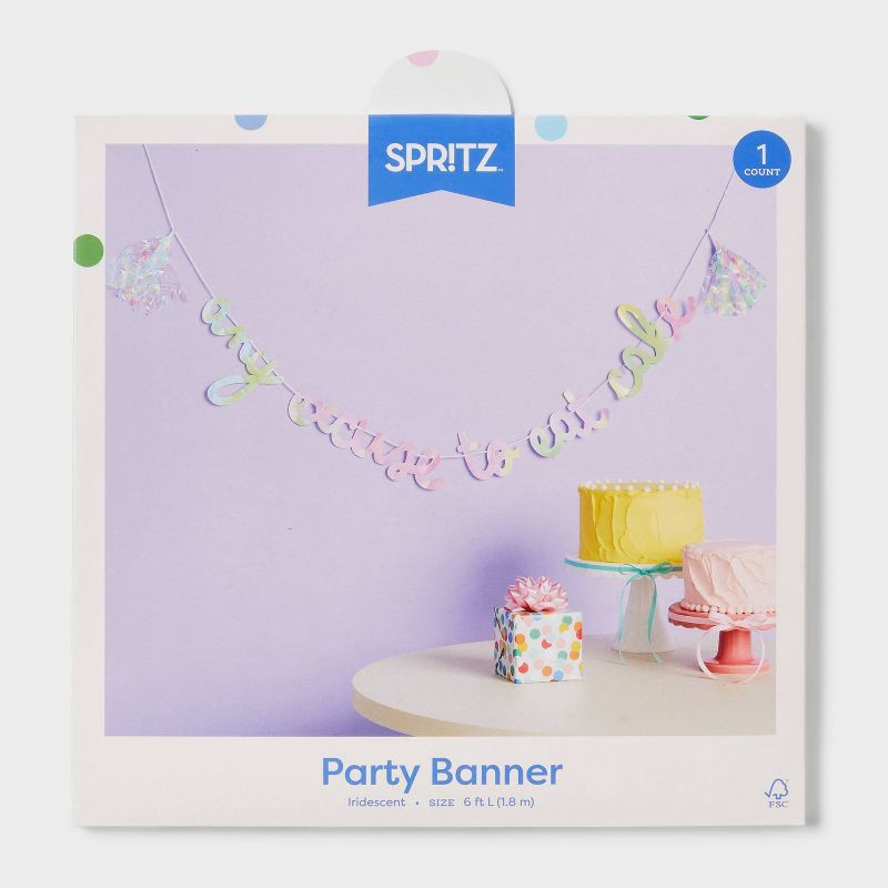 slide 4 of 4, Iridescent 'any excuse to eat cake' Party Banner - Spritz™, 1 ct