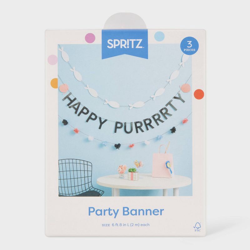 slide 4 of 4, Cat Birthday Party Banner - Spritz™, 1 ct