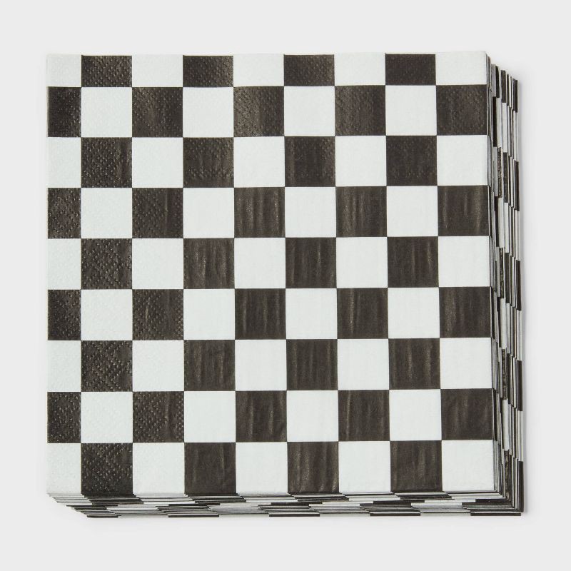 slide 1 of 3, Checkered Print Lunch Napkin 30ct - Spritz™, 30 ct