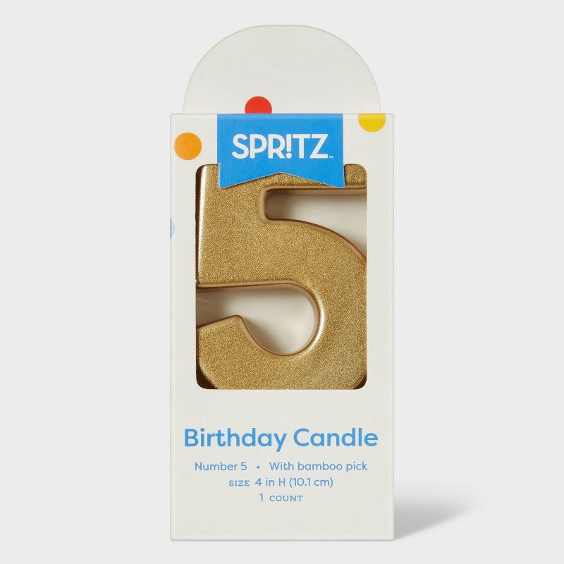 slide 3 of 4, Number 5 Gold Candle - Spritz™, 1 ct