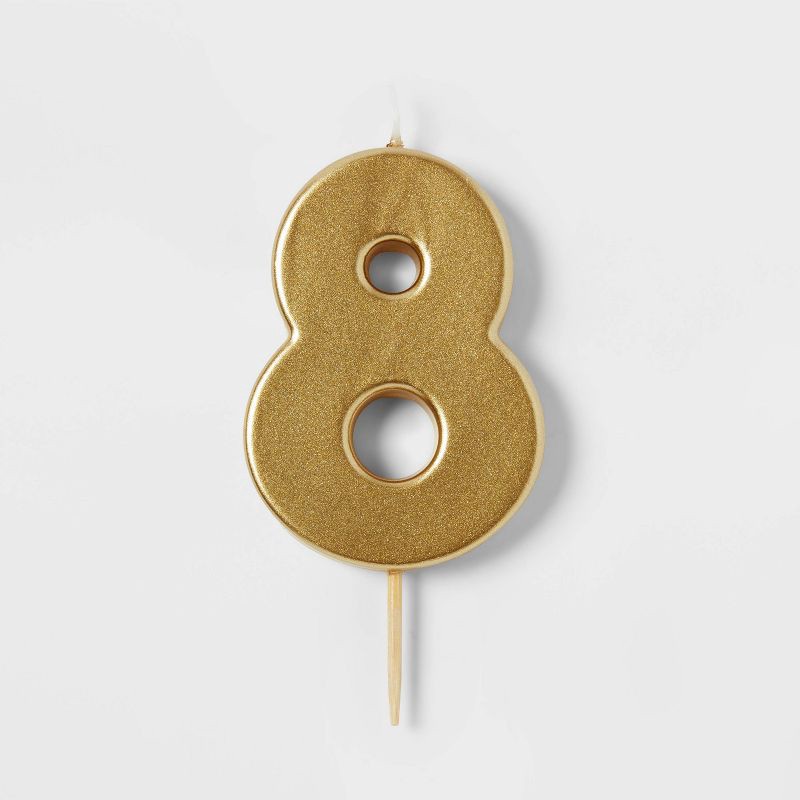 slide 1 of 4, Number 8 Gold Candle - Spritz™, 1 ct