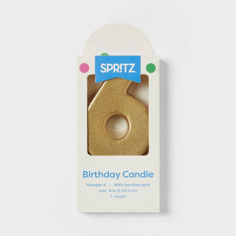 slide 3 of 4, Number 6 Gold Candle - Spritz™, 1 ct