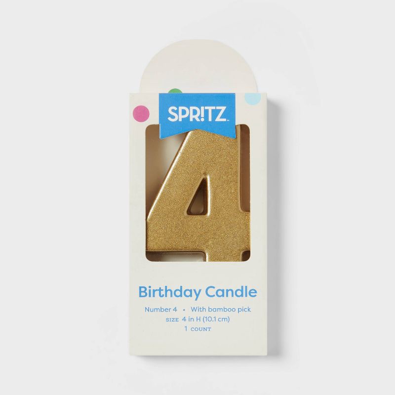 slide 3 of 4, Number 4 Gold Candle - Spritz™, 1 ct