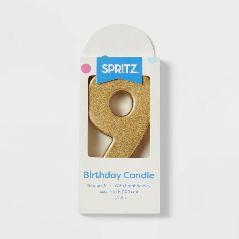 slide 3 of 4, Number 9 Gold Candle - Spritz™, 1 ct