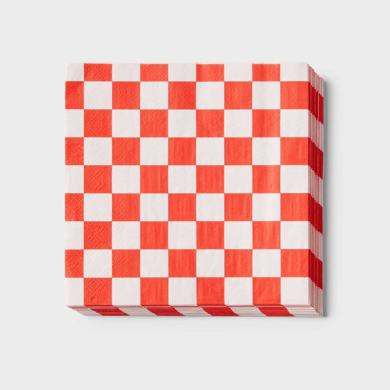 slide 1 of 3, Red Checkered Lunch Napkin 30ct - Spritz™, 30 ct