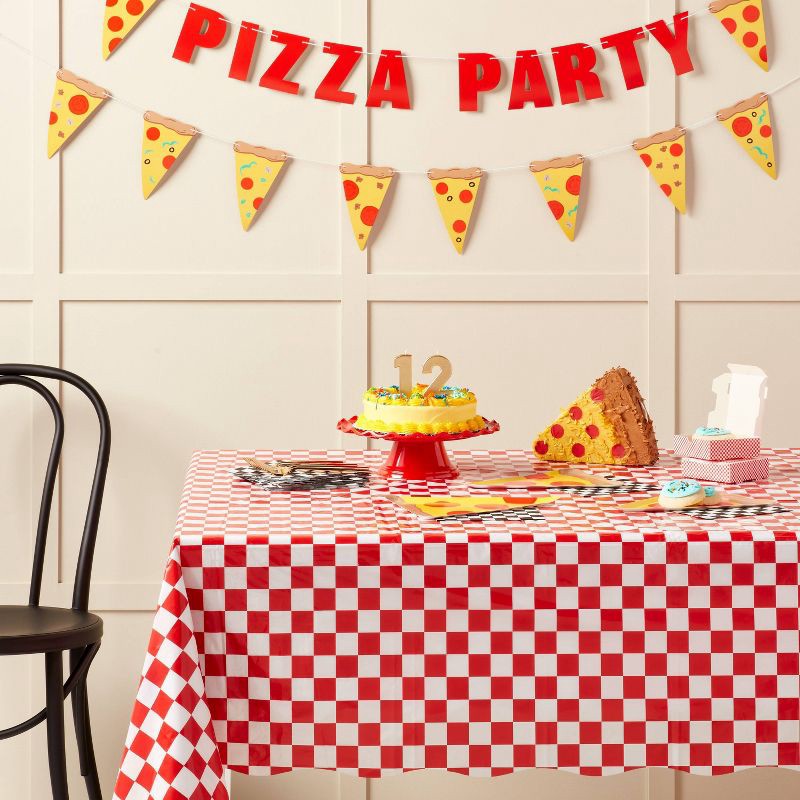 slide 2 of 3, Red Checkered Print Table Cover - Spritz™, 1 ct