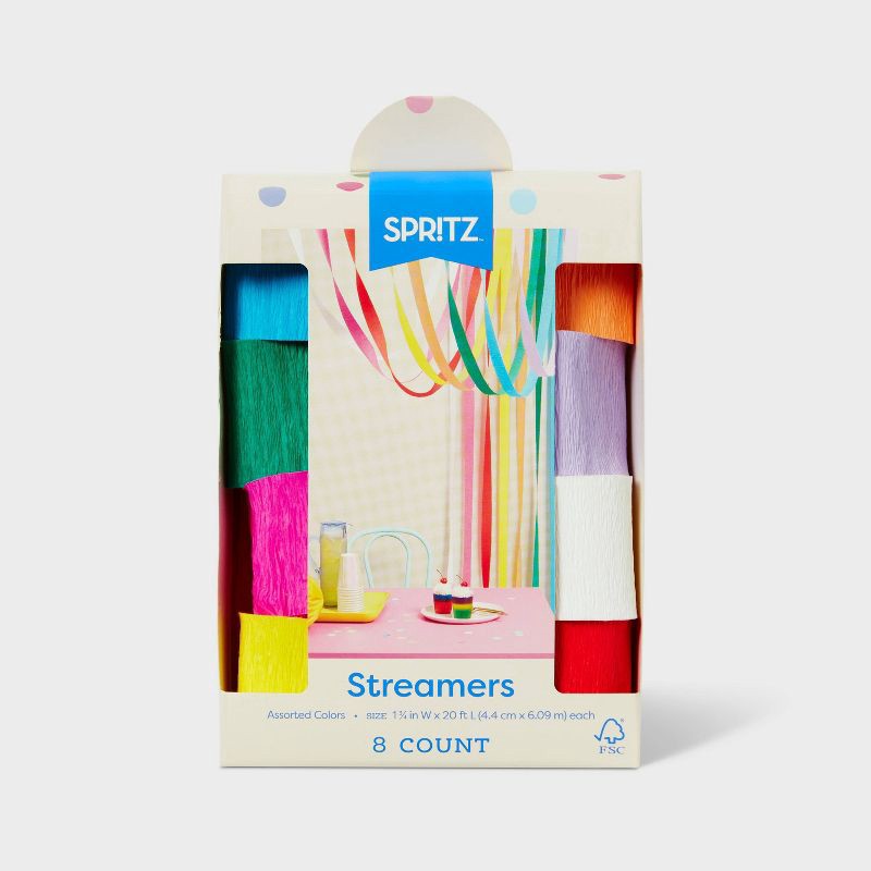 slide 3 of 3, 8pk Paper Rainbow Crepe Streamer - Spritz™, 8 ct