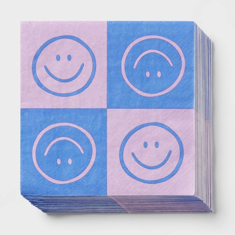 slide 1 of 3, Retro Smiley Face Lunch Napkin 30ct - Spritz™, 30 ct