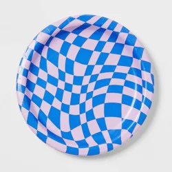 Retro Wavy Checkered Print Dinner Plate 20ct - Spritz™