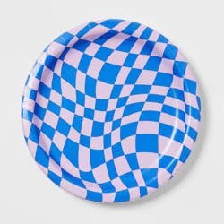 Retro Wavy Checkered Print Dinner Plate 20ct - Spritz™