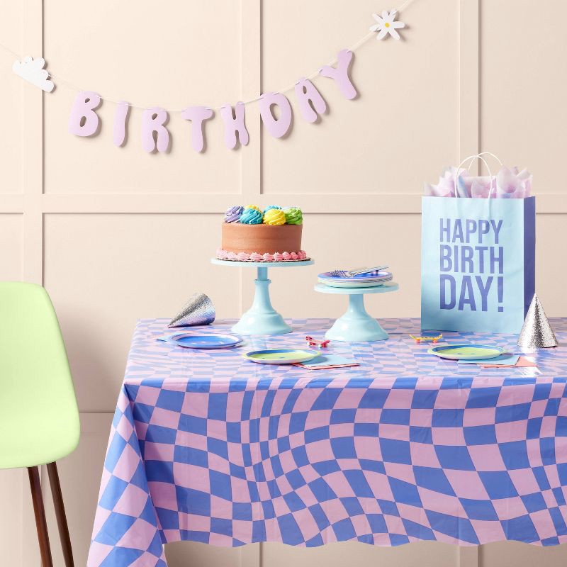 slide 2 of 3, Retro Wavy Checkered Print Table Cover - Spritz™, 1 ct