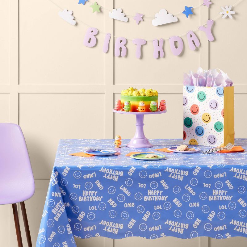 slide 2 of 3, Retro Happy Birthday Table Cover - Spritz™, 1 ct
