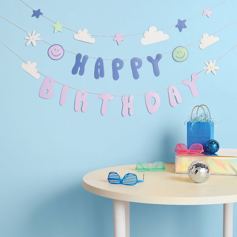 slide 2 of 4, Groovy Retro Happy Birthday Banner - Spritz™, 1 ct