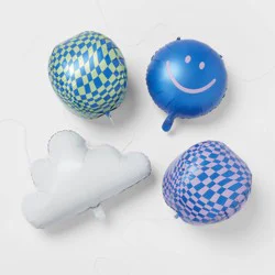 Retro Smiley, Checkered, and Cloud Balloon 4pk - Spritz™