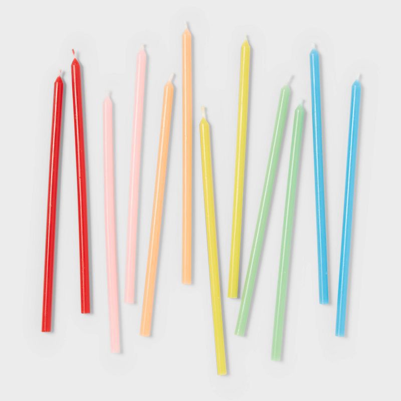 slide 1 of 3, Neon Rainbow Tall Birthday Candles 12ct - Spritz™, 12 ct