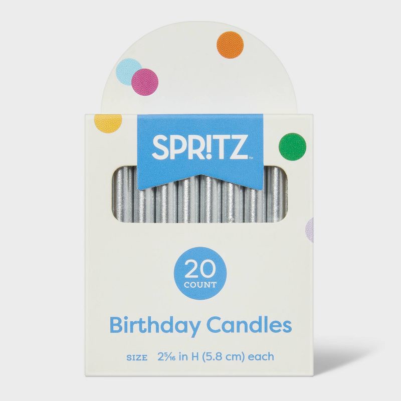 slide 3 of 3, 20ct Silver Birthday Candle - Spritz™, 20 ct
