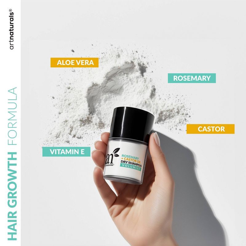 slide 3 of 6, artnaturals Rosemary+Castor Dry Shampoo Powder - 0.5oz, 0.5 oz