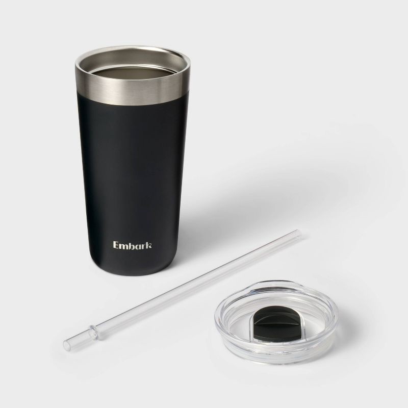 slide 2 of 3, 20oz Stainless Steel Straw Tumbler - Black - Embark‚Ñ¢, 20 oz