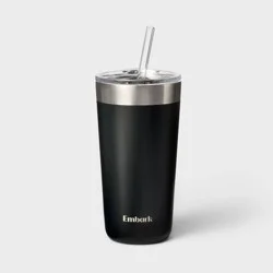 20oz Stainless Steel Straw Tumbler - Black - Embark‚Ñ¢
