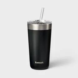20oz Stainless Steel Straw Tumbler - Black - Embark‚Ñ¢