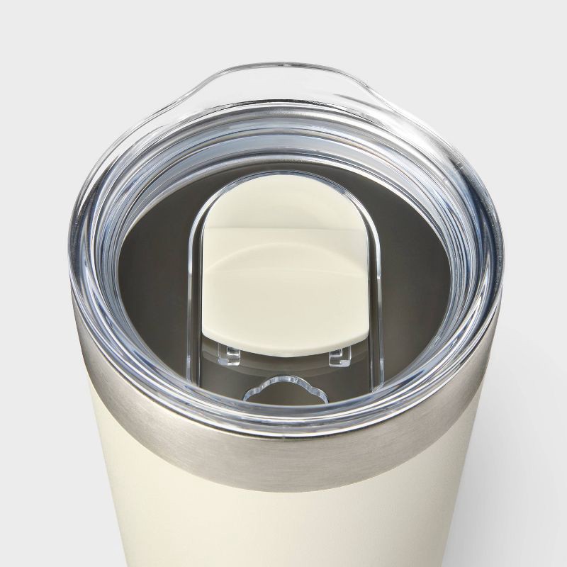 slide 3 of 3, 20oz Stainless Steel Tumbler with Straw Cream - Embark™: BPA-Free, Portable Drinkware, 20 oz