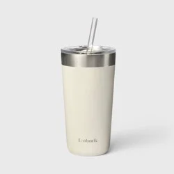 20oz Stainless Steel Tumbler with Straw Cream - Embark™: BPA-Free, Portable Drinkware