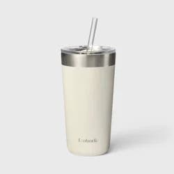 20oz Stainless Steel Tumbler with Straw Cream - Embark™: BPA-Free, Portable Drinkware
