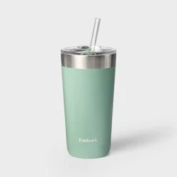 20oz Stainless Steel Tumbler with Straw Green - Embark™: BPA-Free, Portable Drinkware