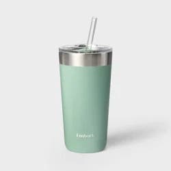 20oz Stainless Steel Tumbler with Straw Green - Embark™: BPA-Free, Portable Drinkware