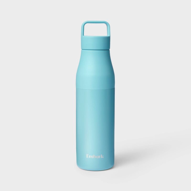 slide 1 of 3, 24oz Water Bottle - Blue - Embark™: Stainless Steel, Portable Drinkware, 24 oz