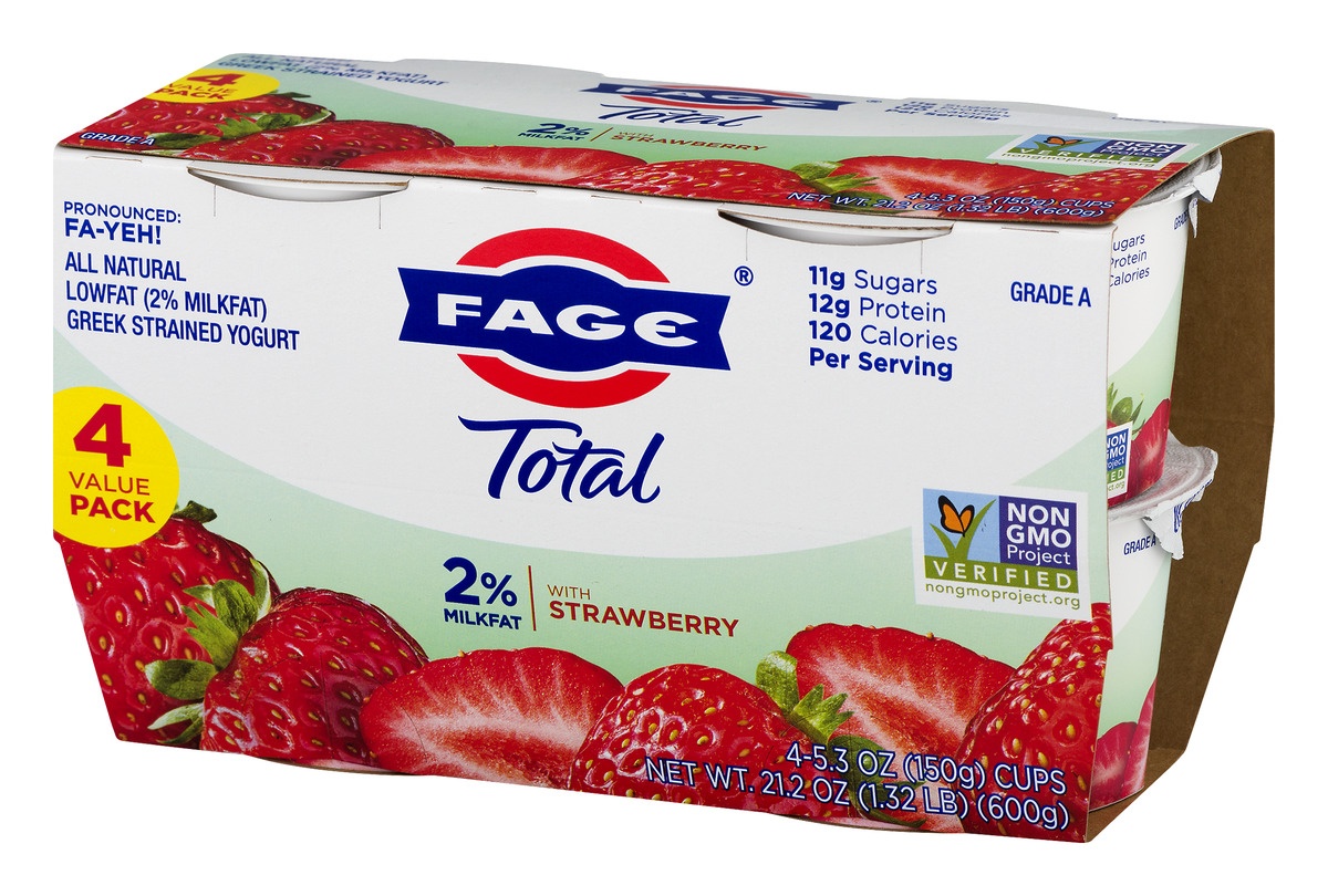 slide 4 of 11, Fage Total 2% Greek Yogurt - Strawberry, 4 ct; 5.3 oz